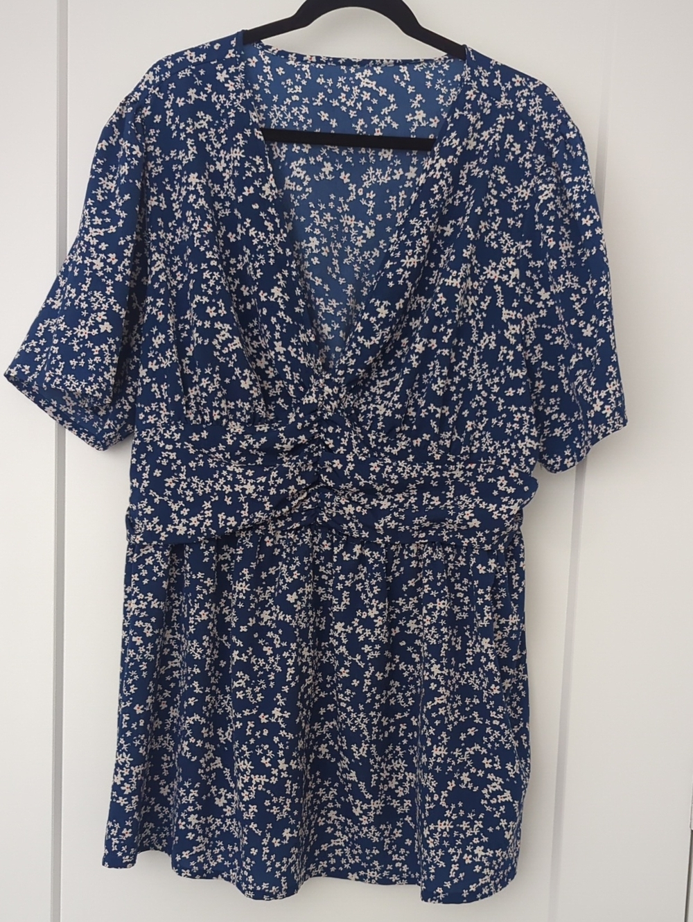 Blue Floral V-Neck Women’s Mini Dress